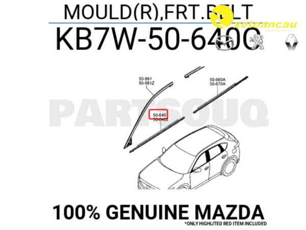 Crom nẹp ngang ốp nhũ xọc ngang TRÁI calang thanh SÁT TRÊN, thứ 1 từ trên xuống CX8 2020 (Không chung CX5 2020) Genuine JapanSIN-K13150B51