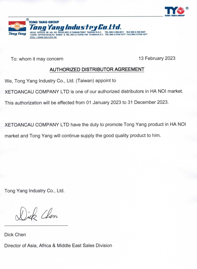 0.TONG YANG CERTIFICATE 2023